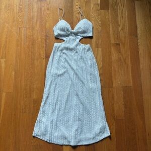 White Cutout Midi Sparkly Dress Medium / 6